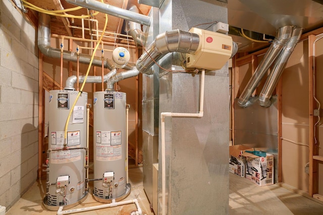 utility room featuring gas water heater