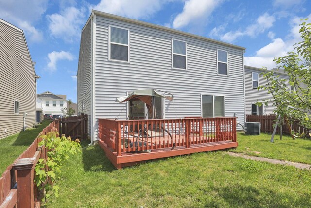 7429 Willow Leaf Dr, Canal Winchester, OH 43110 - back of house with a wooden deck and central air condition unit