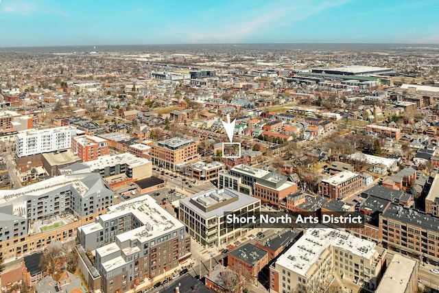 drone / aerial view with a view of city