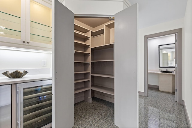 storage area with wine cooler