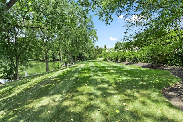 view of yard featuring a water view