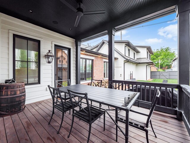 597 S 9th St, Columbus, OH 43206 - wooden terrace with outdoor dining space and ceiling fan