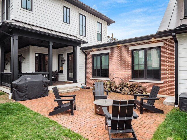 597 S 9th St, Columbus, OH 43206 - view of patio / terrace featuring an outdoor fire pit and a grill