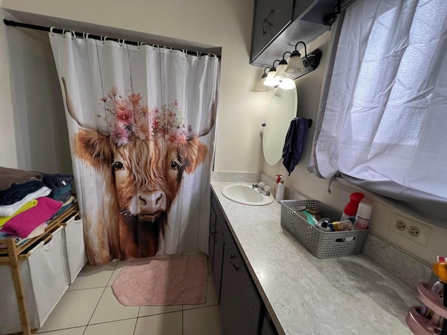 bathroom featuring vanity and tile patterned floors