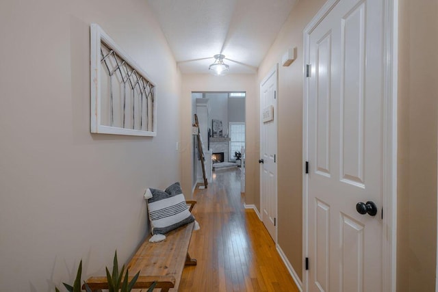 hallway featuring light wood-type flooring