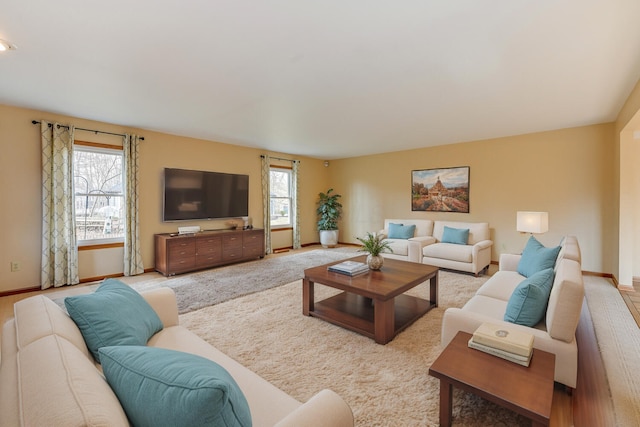 living area with baseboards