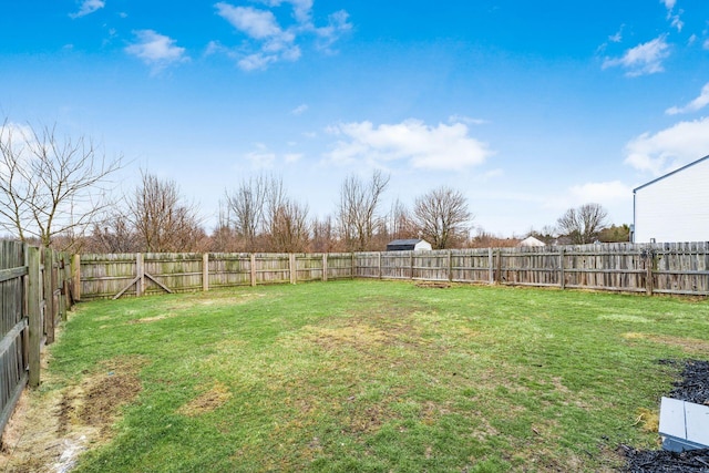 view of yard featuring a fenced backyard