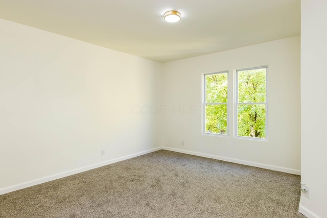 unfurnished room featuring baseboards and carpet