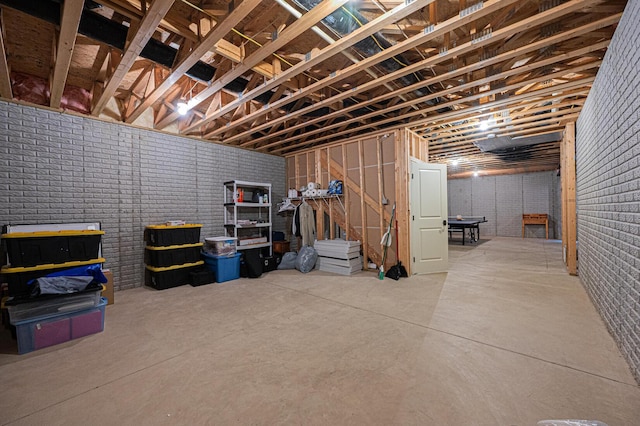 view of unfinished basement