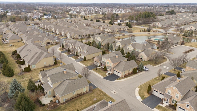 drone / aerial view with a residential view