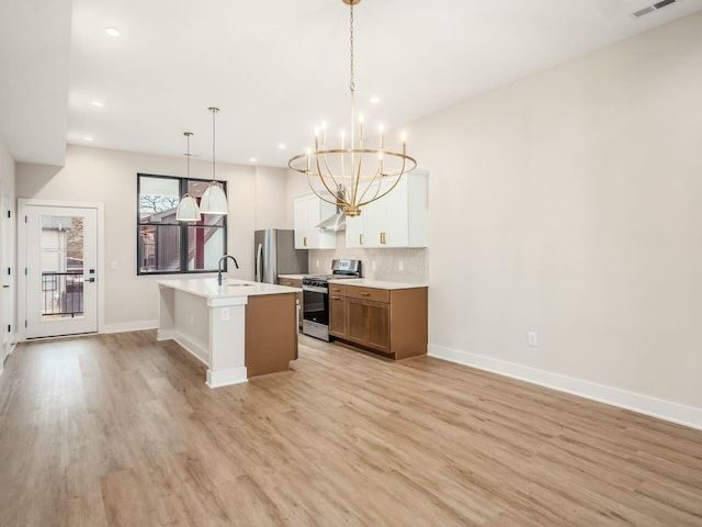 1093 Franklin Ave, Columbus, OH 43205 - kitchen featuring stainless steel appliances, light wood-style floors, a sink, and backsplash