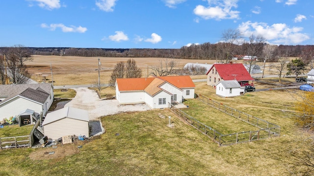 bird's eye view with a rural view