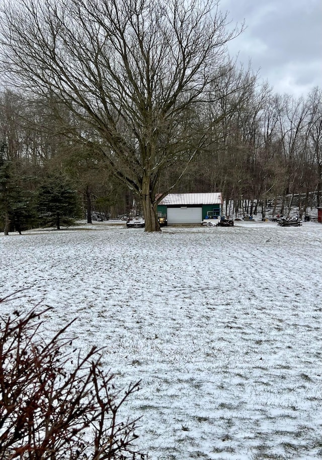 view of yard covered in snow