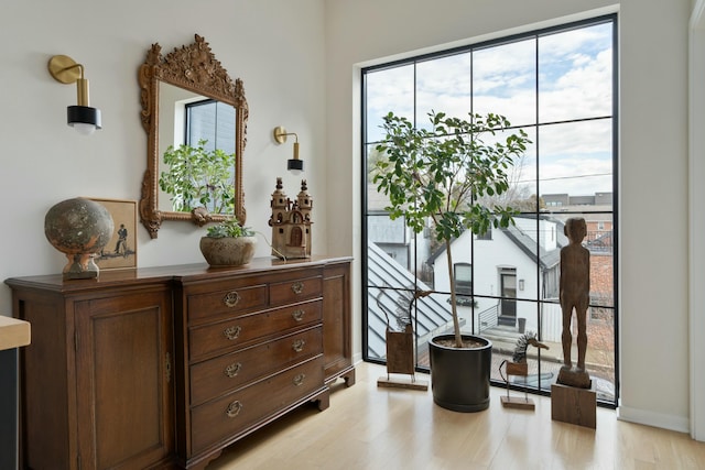 sitting room featuring light wood-style floors