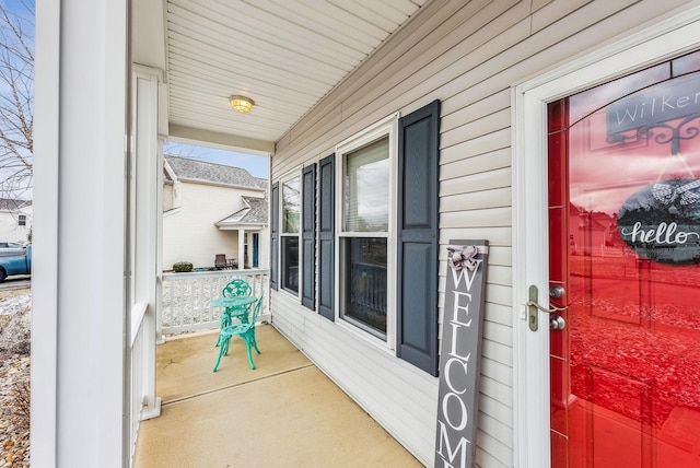 view of patio featuring a porch