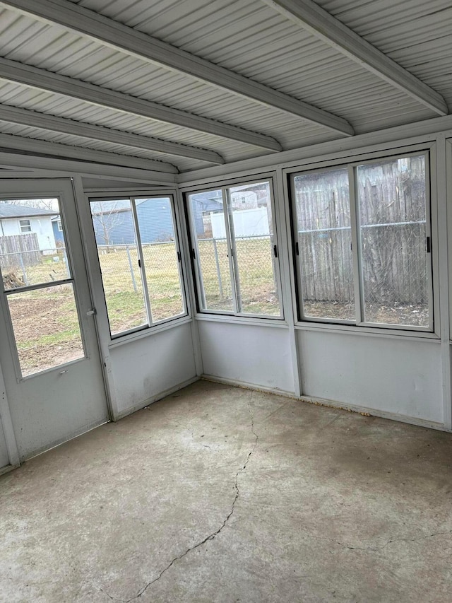 view of unfurnished sunroom