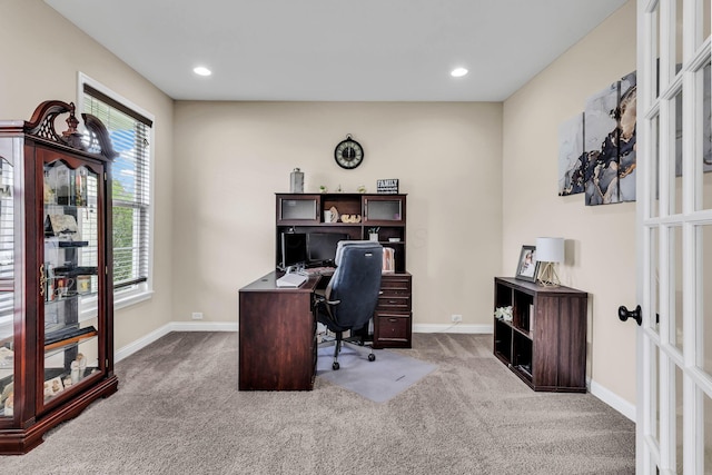 7179 Seymour Ct, Canal Winchester, OH 43110 - office area with carpet floors, plenty of natural light, recessed lighting, and french doors