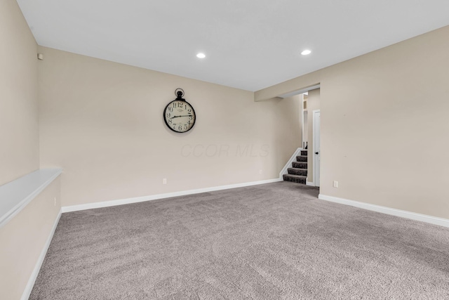 7179 Seymour Ct, Canal Winchester, OH 43110 - carpeted empty room featuring stairs and recessed lighting