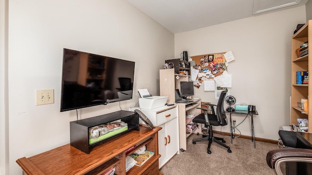 office area with carpet flooring and baseboards