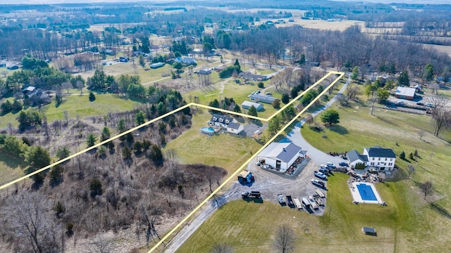 aerial view featuring a rural view