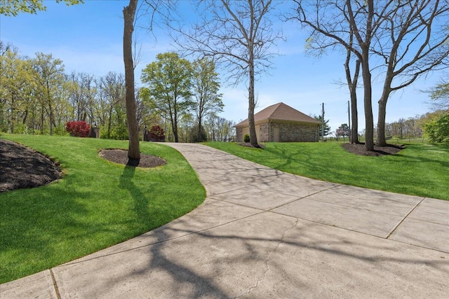 view of property's community with a yard