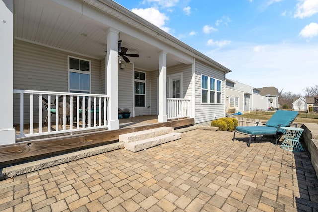 view of patio / terrace featuring a ceiling fan