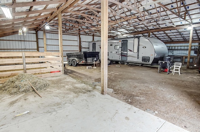 garage with metal wall