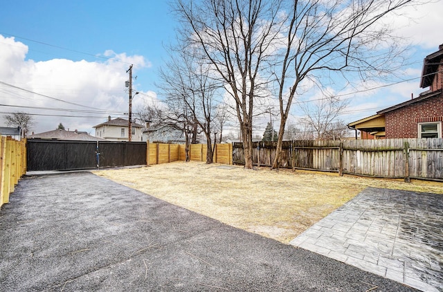 view of yard featuring a patio area and a fenced backyard