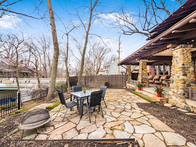 view of patio featuring outdoor dining area and a fenced backyard