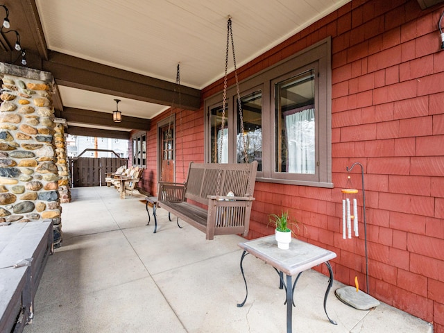 view of patio featuring covered porch