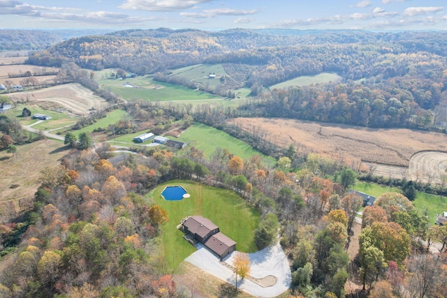 drone / aerial view with a rural view