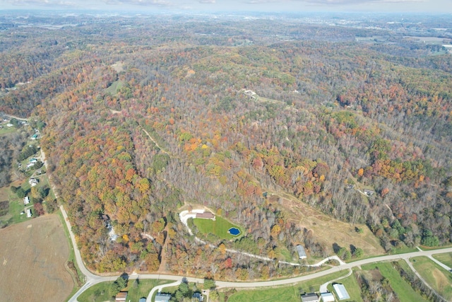 aerial view featuring a forest view