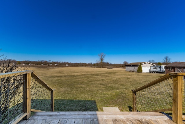 view of yard with a wooden deck