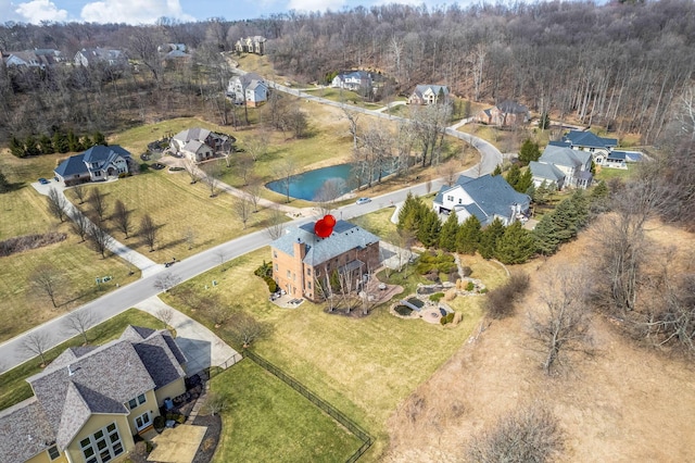 birds eye view of property with a residential view