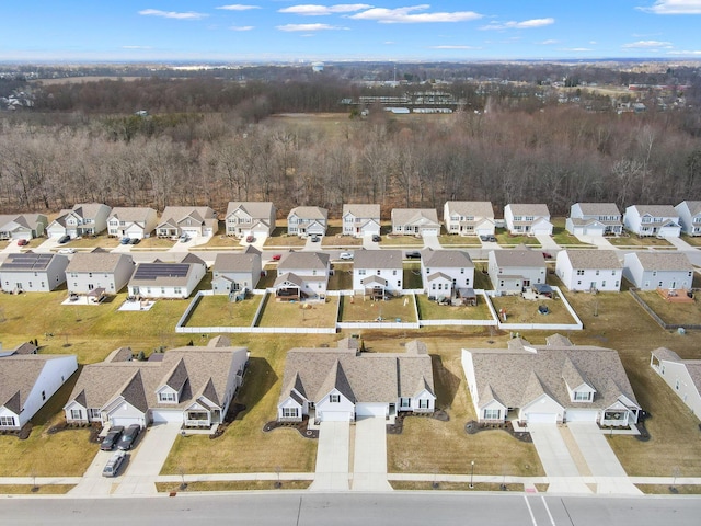 birds eye view of property with a residential view