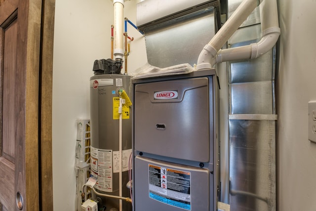 utility room featuring water heater