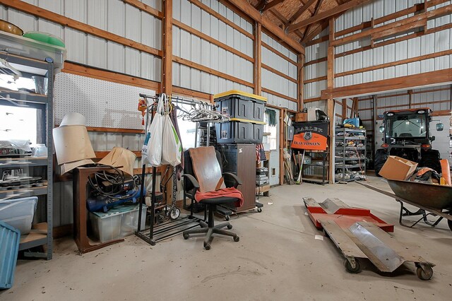 garage featuring metal wall