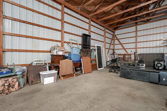 garage with metal wall