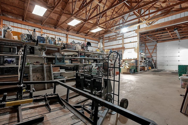 garage with metal wall