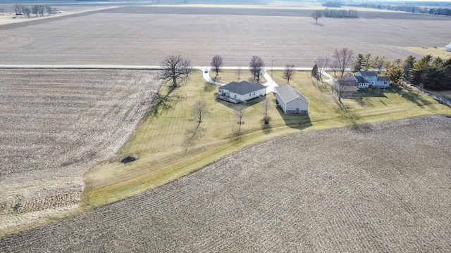 birds eye view of property featuring a rural view