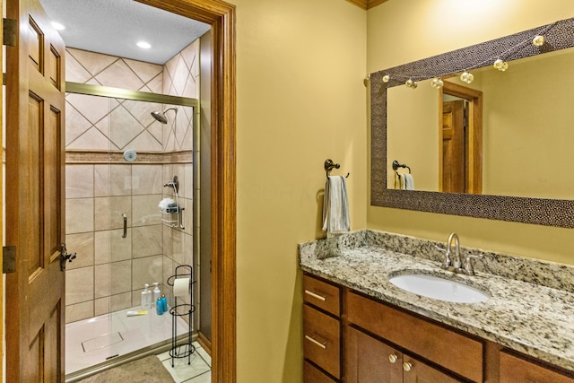 671 Carriage Ct, Newark, OH 43055 - full bath with a stall shower, vanity, and tile patterned floors