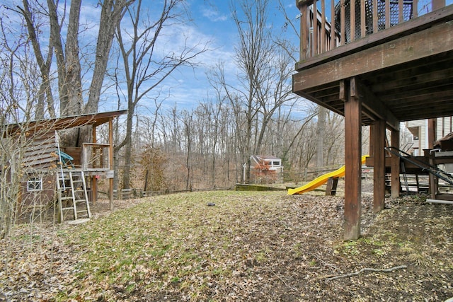 view of yard with a playground