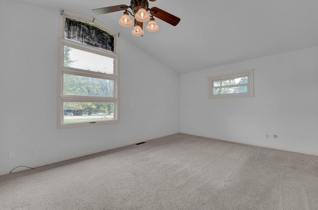 957 Sharon View Dr, Newark, OH 43055 - additional living space with carpet flooring, lofted ceiling, and ceiling fan