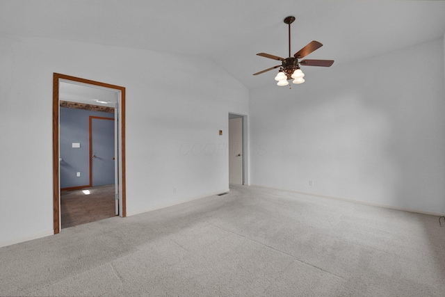 957 Sharon View Dr, Newark, OH 43055 - carpeted spare room featuring a ceiling fan, vaulted ceiling, and baseboards