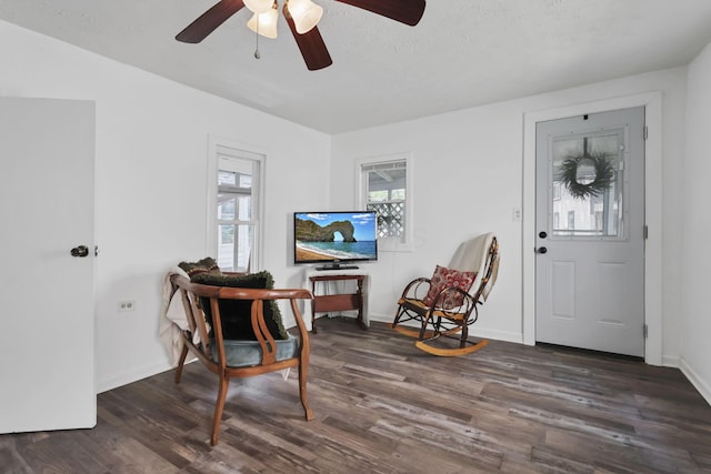 71 3rd St, Lancaster, OH 43130 - living area featuring wood finished floors and ceiling fan