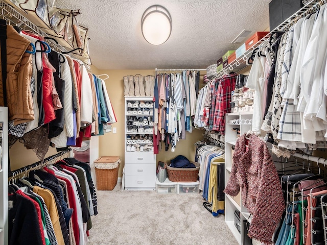 walk in closet featuring carpet