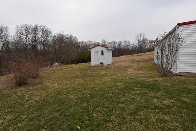 view of yard with a storage unit and an outdoor structure