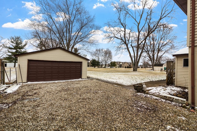 view of detached garage