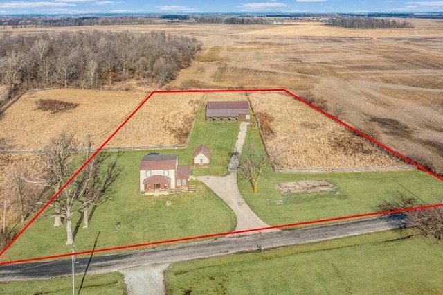 drone / aerial view featuring a rural view