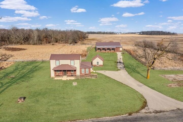 drone / aerial view featuring a rural view